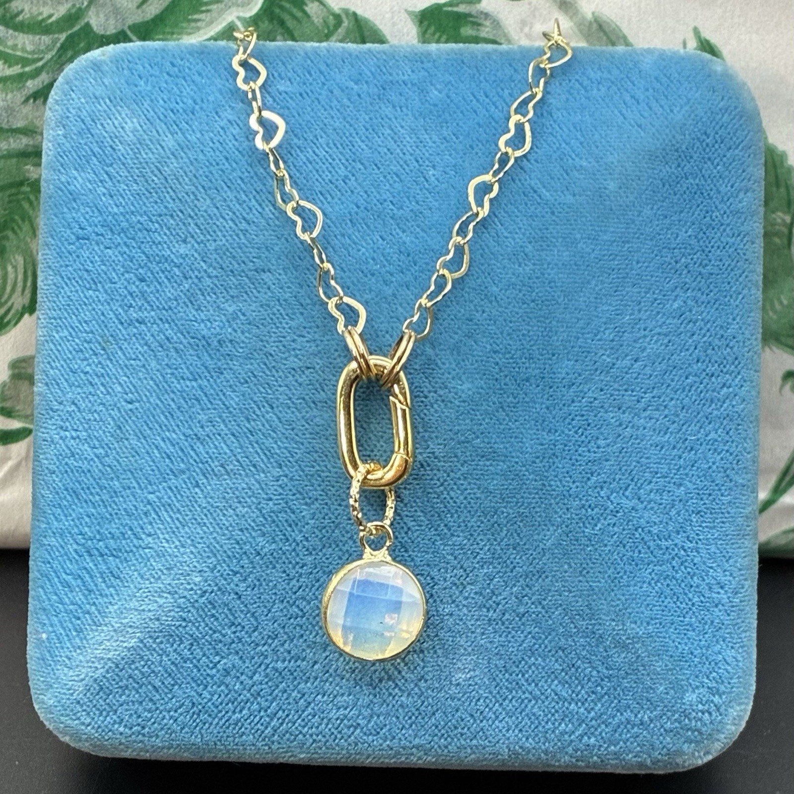Sparkling 14k Gold Filled Heart Chain with Alluring GF Opalite Pendant Necklace