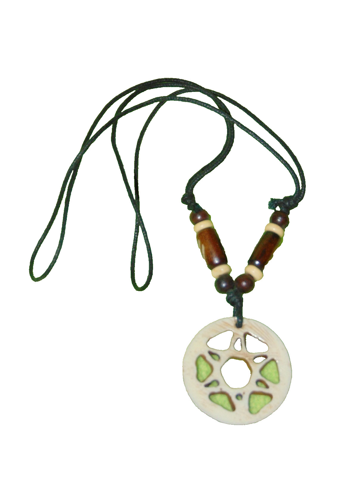 Hand Carved Bone Pentagram Necklace Adjustable Cord Nepal Handmade New