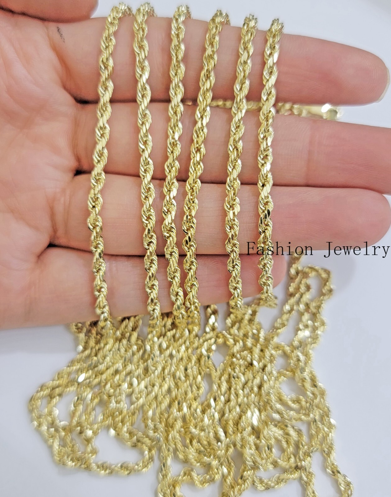 Real 14k Yellow Gold Rope chain necklace 2.5mm 3mm 4mm 5mm 18-26 Inch Men women.