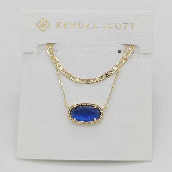 Kendra Scott Elisa Multi Strand Gold Pendant Necklace In Navy Blue Glass