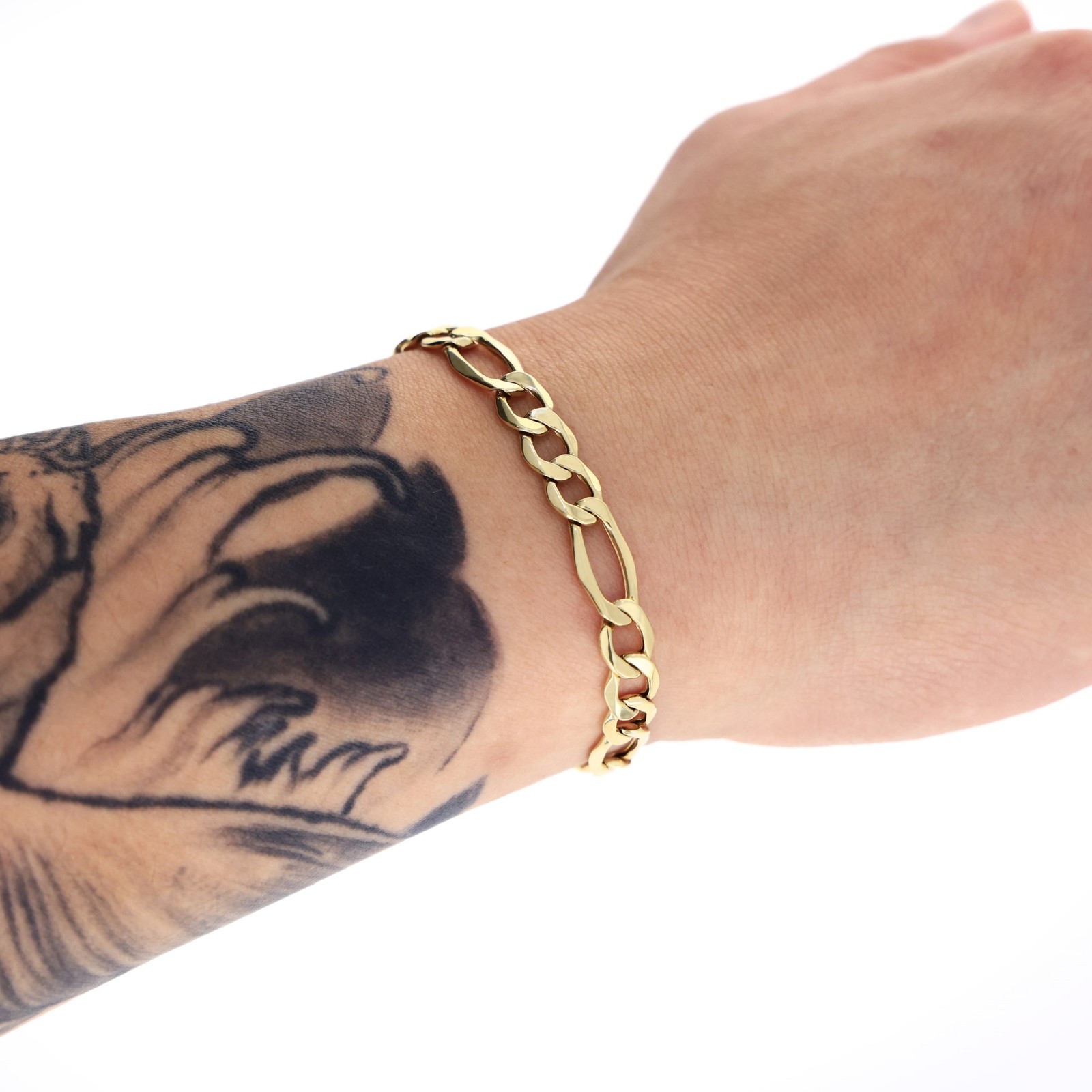 10K Yellow Gold 2mm-9mm Italian Figaro Chain Link Bracelet Mens Women 7″ 8″ 9″