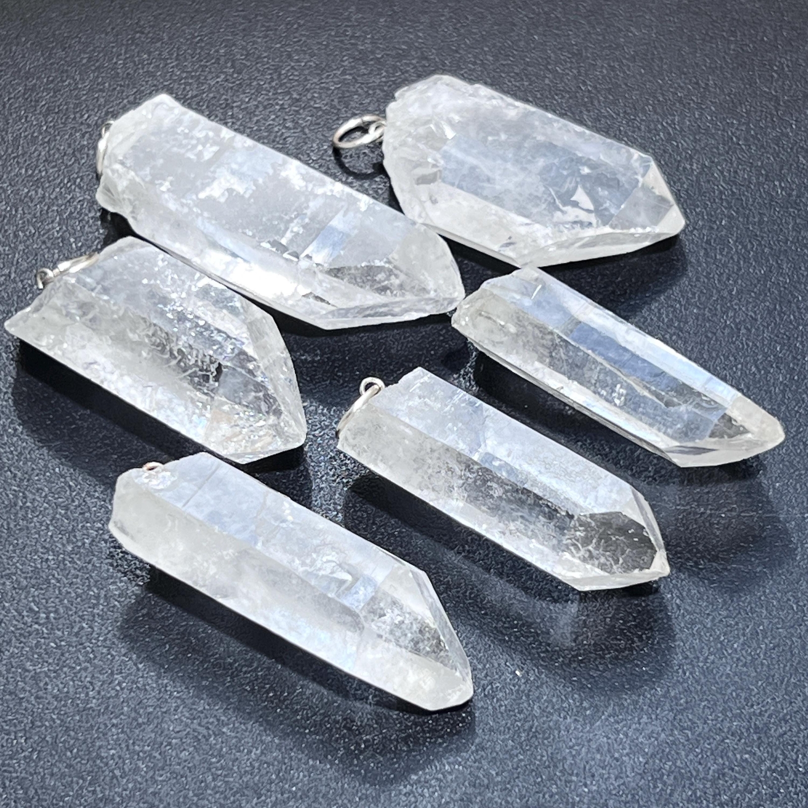 Raw Quartz Crystal Pendant Large Rough Clear Point Necklace Charm