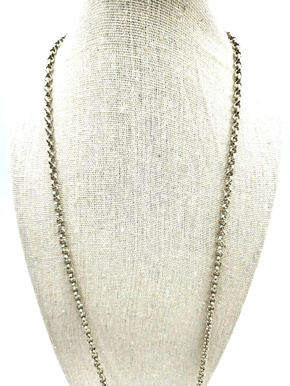 Rolo Chain Necklace Amulet Silver Toned Cremation Open Pendant Harmony Ball 30″