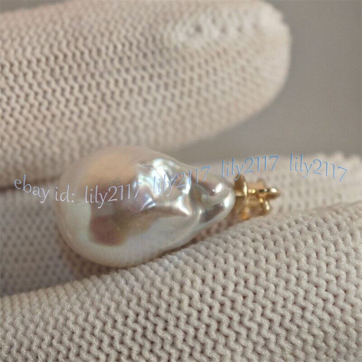 Huge 16-25mm Natural White South Sea Baroque Keshi Pearl Pendant 14K Yellow Gold
