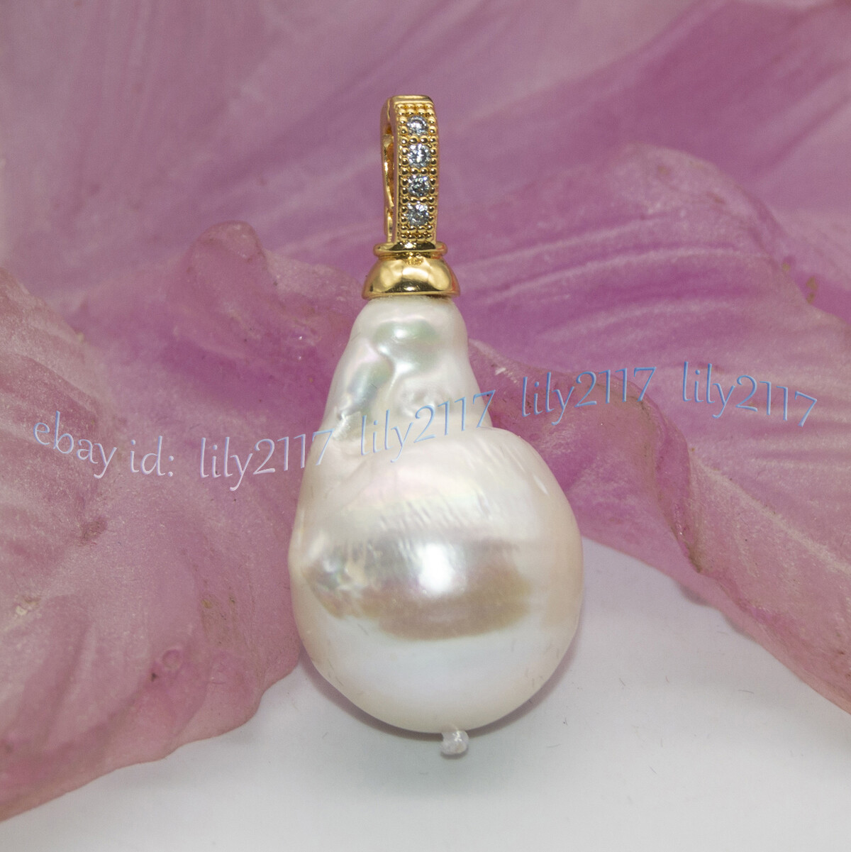 19-30mm Real Natural White Keshi Baroque Pearl Pendant