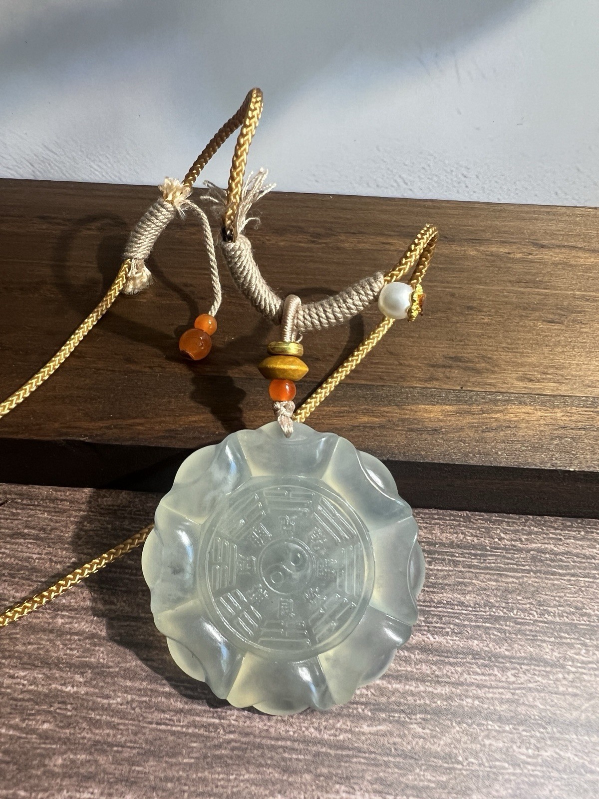 Natural sleeve jade bagua hand-woven necklace
