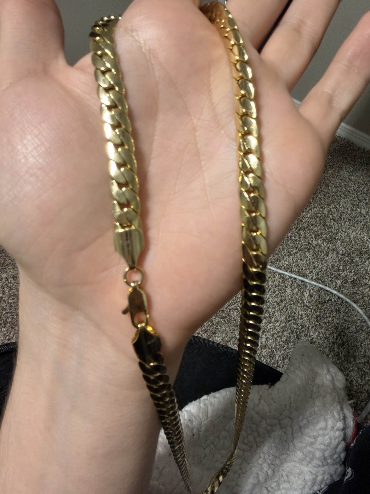 Stamped 14k Gold Flat Cuban Link Chain. 30 inches in length.