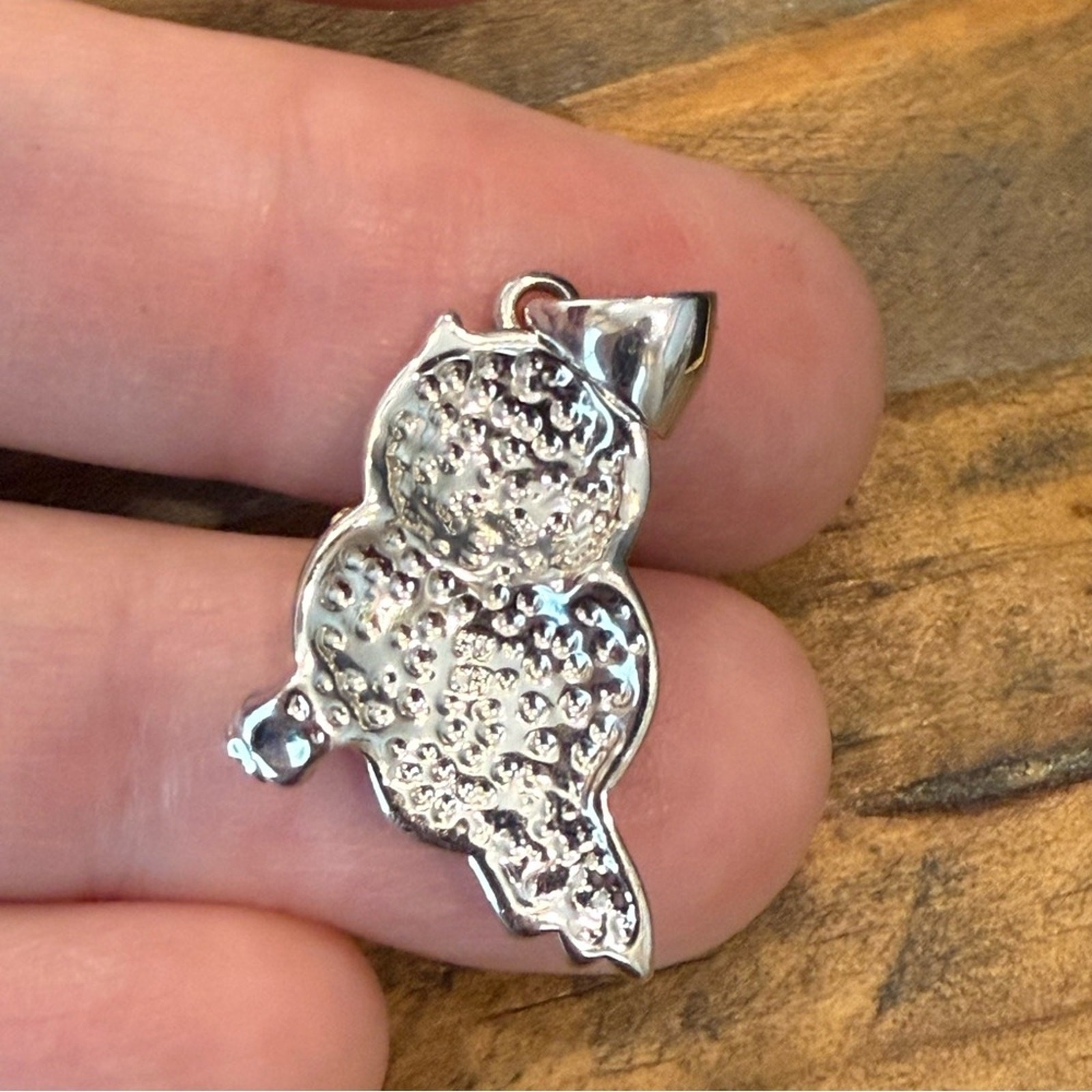 Rhodium Plated Owl Crystal Rhinestone Pendant