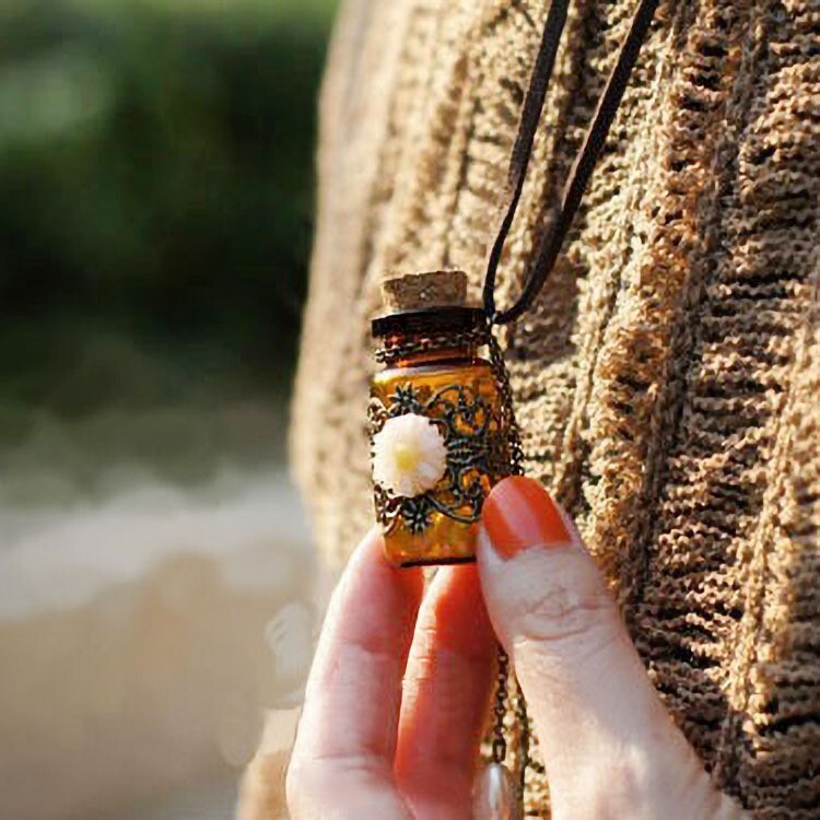 Wishing Little Retro Bottle Auspicious Pendant Butterflower Long Train Necklace