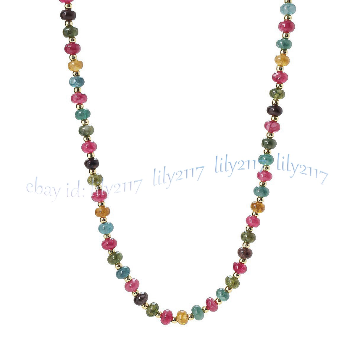 Beauty Natural Colorful Tourmaline Rondelle Gemstone Beads Necklace Bracelet Set