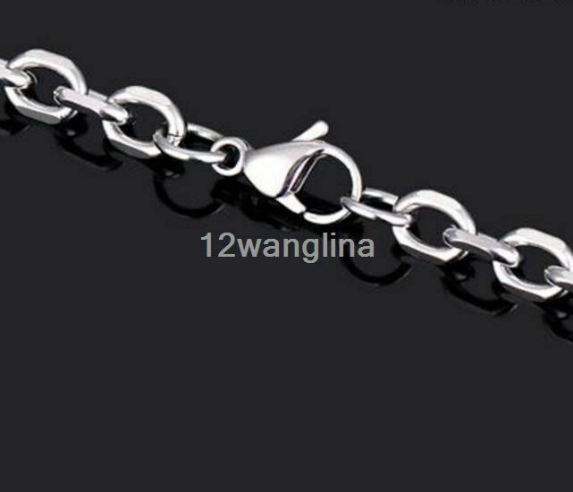 6/10mm Men’s Chain Silver Tone Stainless Steel Rolo Link Necklace 18-36”
