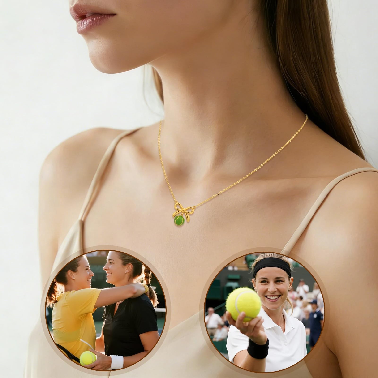 Mikovivi Tennis Necklaces, 40+5cm/16+2in Adjustable Bow Medium, gold-tone