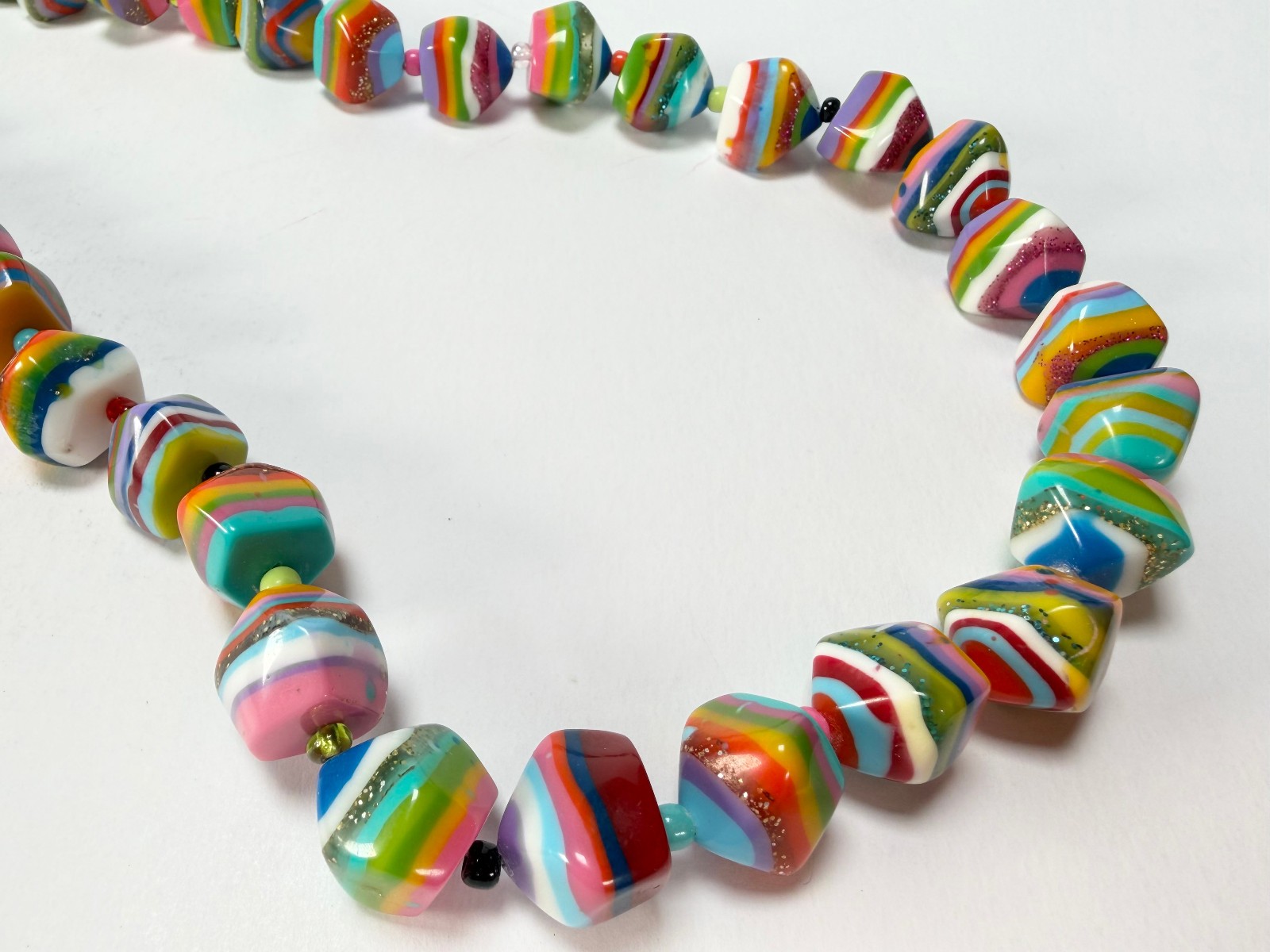Jackie Brazil “Camille Liquorice Stripes x Kandinsky Small Stones 110cm Necklace