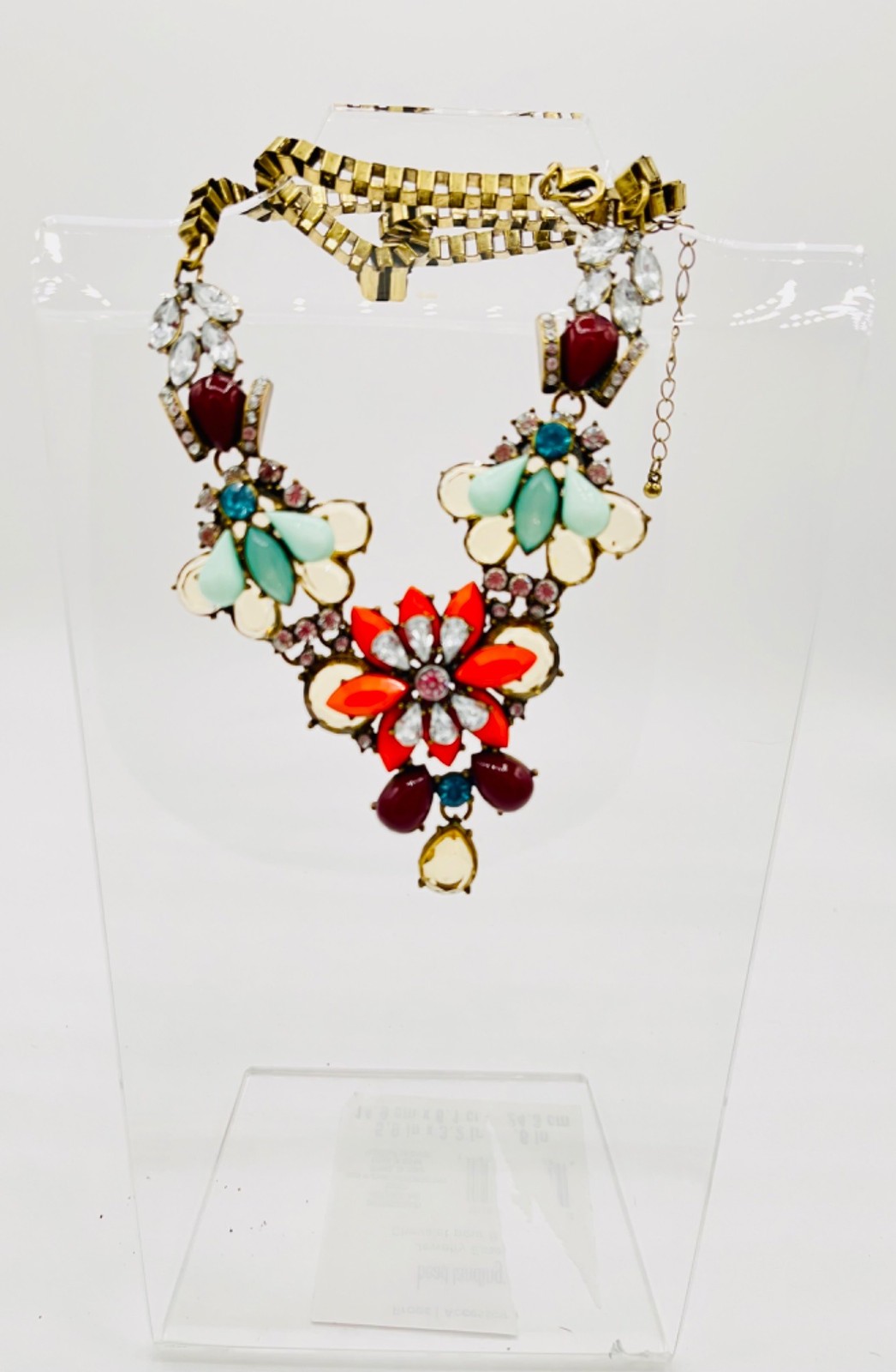 J Crew Multicolor Rhinestone Flower Adjustable Statement Necklace |Back to Schoo