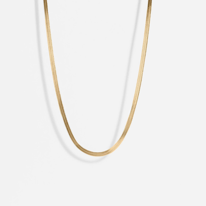 Stainless Steel 5.5mm Herringbone Flat Chain Classic 20″ Necklace Gold Plated