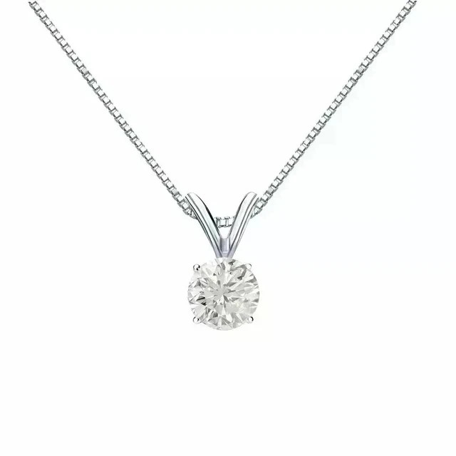 1.00CT Round Cut 6MM Simulated Diamond Only Pendant 14K White Gold Plated