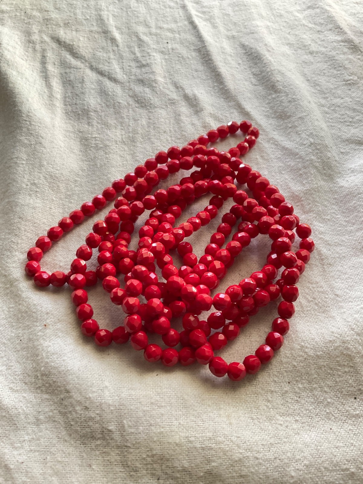 Vintage faceted Red Glass flapper necklace