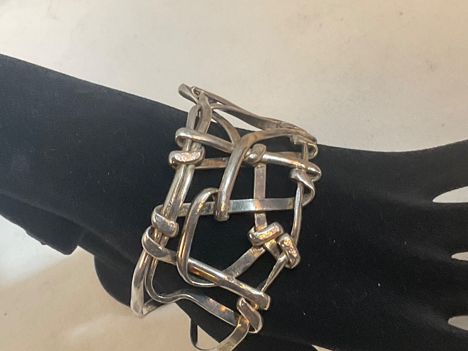 Vtg. Silver Tone Heavy Wide Bracelet Cuff Costume Jewelry #27