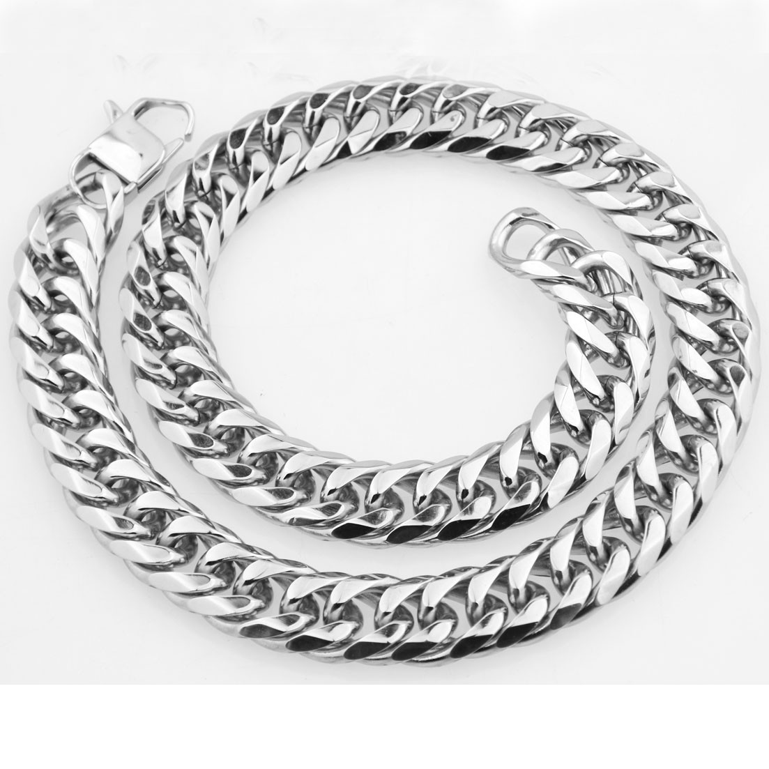 HEAVY Silver Cut Curb Cuban Link Chain 316L Stainless Steel Men’s Necklace Hot