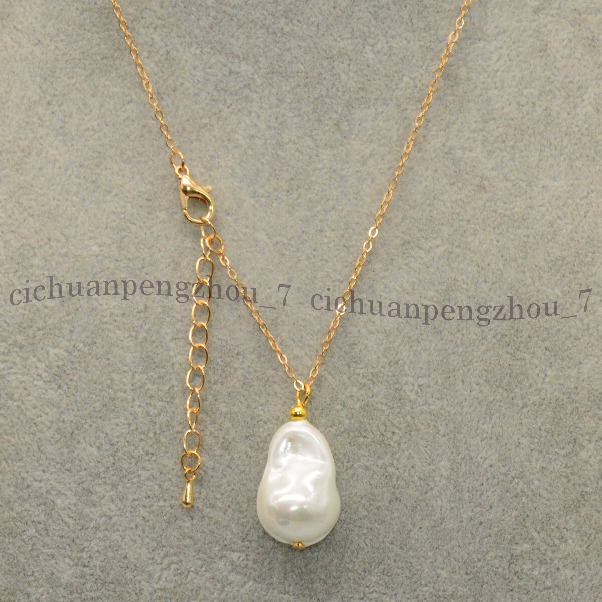 15x22mm White South Sea Baroque Shell Pearl Pendant Chain Necklace 18 inch
