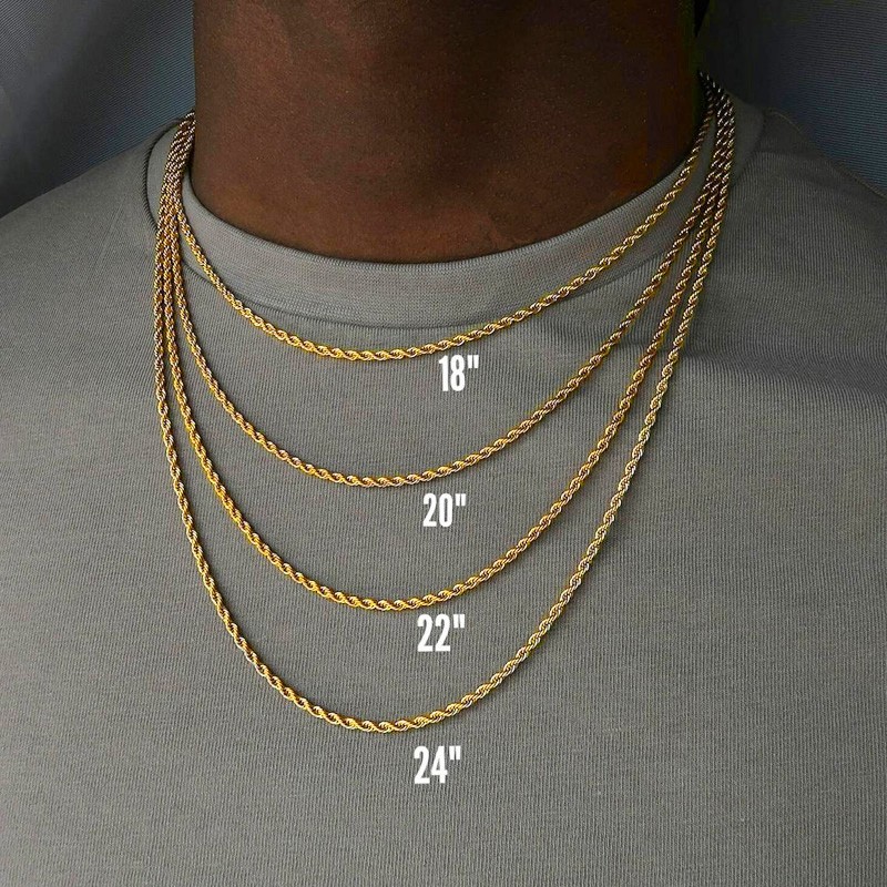 2/3/4mm 316L Stainless Steel Women Men Rope Chains Necklaces 18-32”