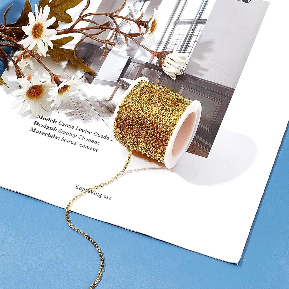 33ft 2.2mm Gold Iron Cable Chain for DIY Jewelry Making