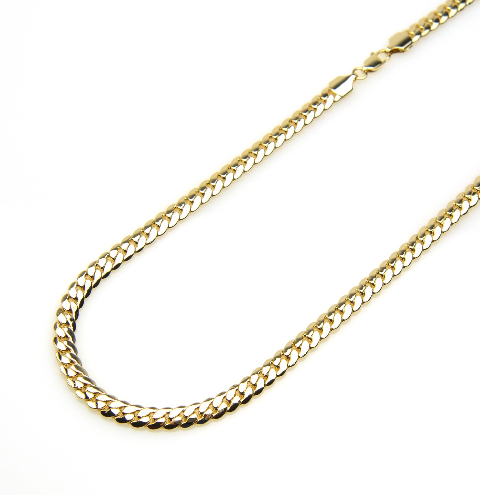 Men’s 6 mm Solid 14k Yellow Gold Plated Miami Cuban Link Chain Necklace 24″