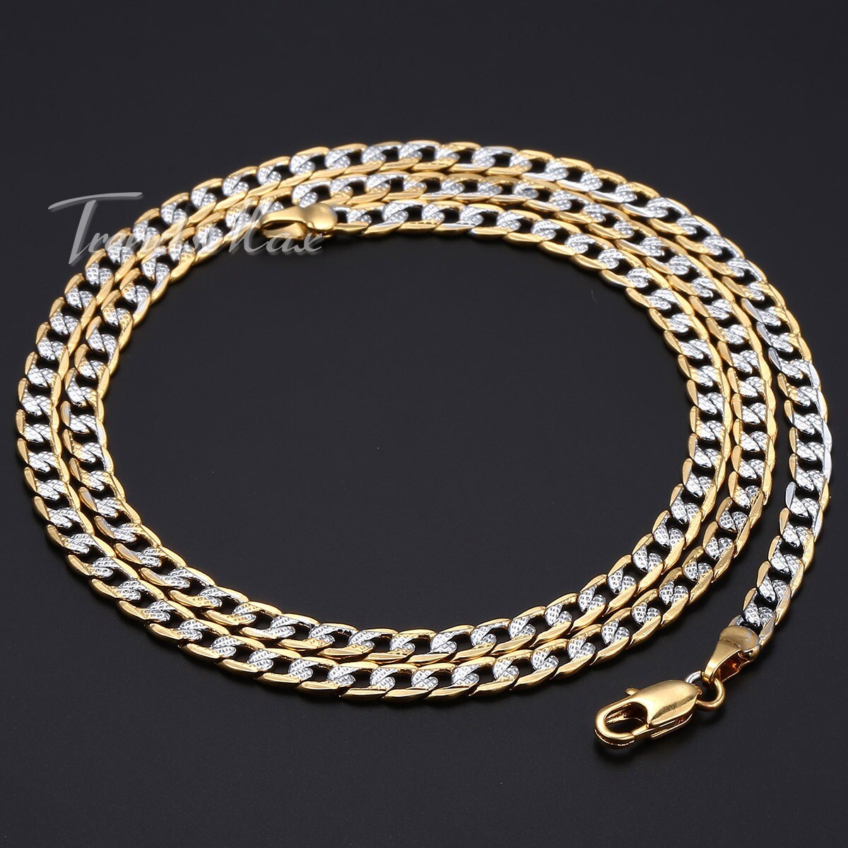4mm Mens Womens Chain Silver Yellow Gold Filled Curb Link Necklace 18 20 22 24”