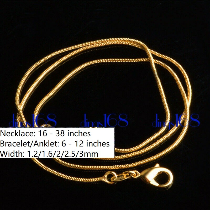 Men&Women’s 18K Gold Filled Tarnish-Free Classic 1.2mm Thin Snake Chain Necklace