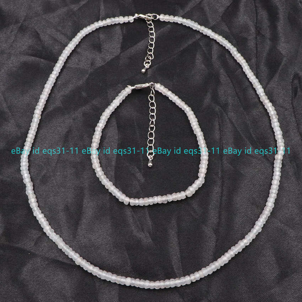 Exquisite 2x4mm Natural White Crystal Rondelle Gems Bead Necklace Bracelet Set