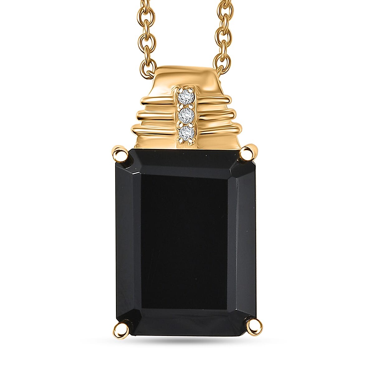 White Zircon 16.60 ctw 18K Gold ION Plated Gold Stainless Steel Necklace 20 In