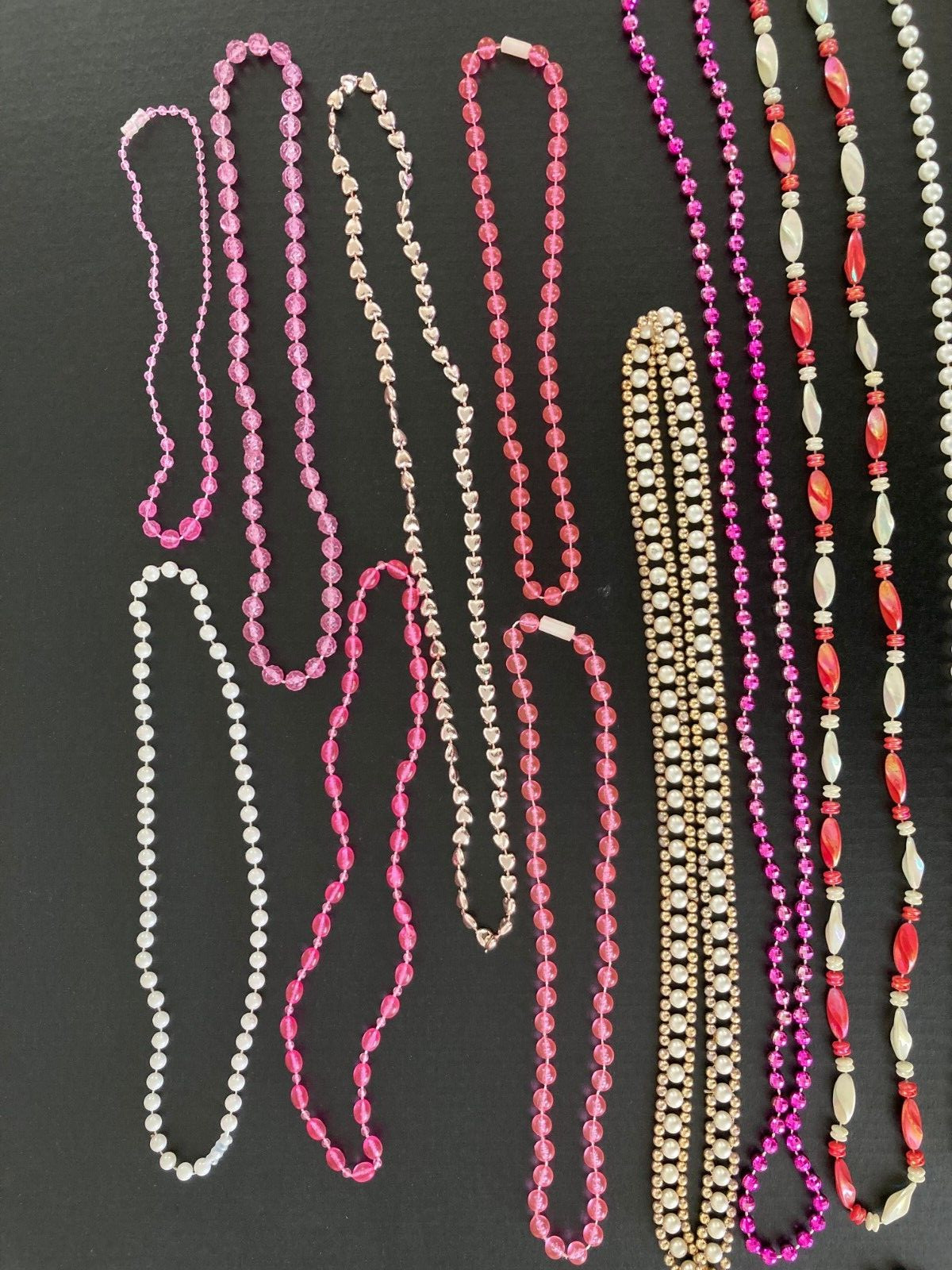 LOT OF 15, Mixed PINK THEME Mardi Gras or DRESS UP Beads…FUN