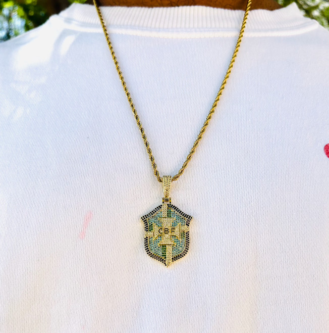 Brazil Necklace Soccer Chain and Team Badge Pendant Gift