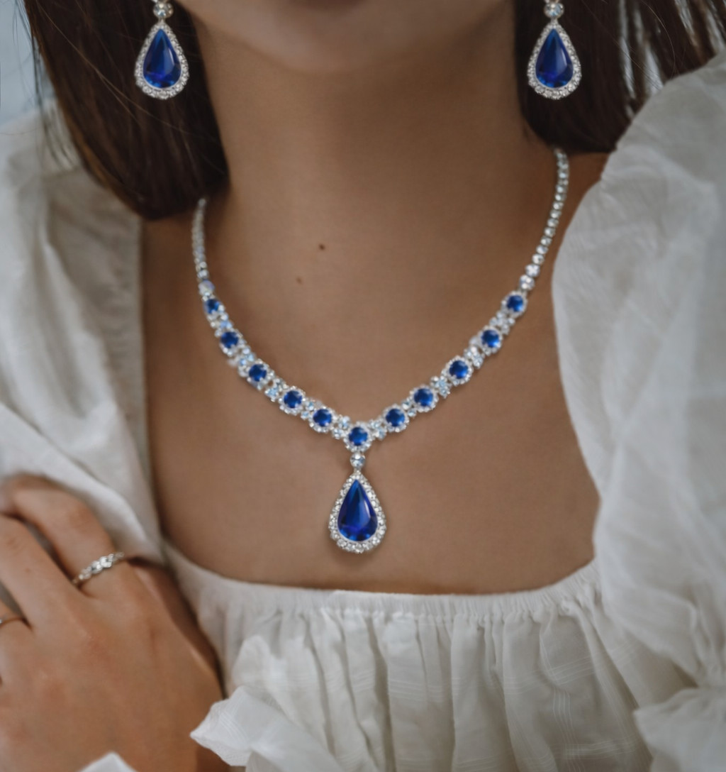 Crystal Bridal Jewelry Set Necklace Earring Wedding Prom Party Women Gift Luxury