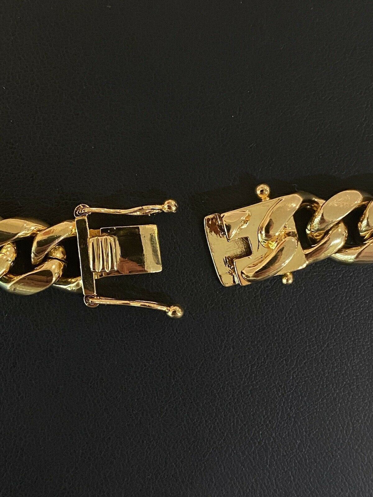 12mm 30″ Men Miami Cuban Link Necklace 14k Gold Plated Stainless Steel Chain
