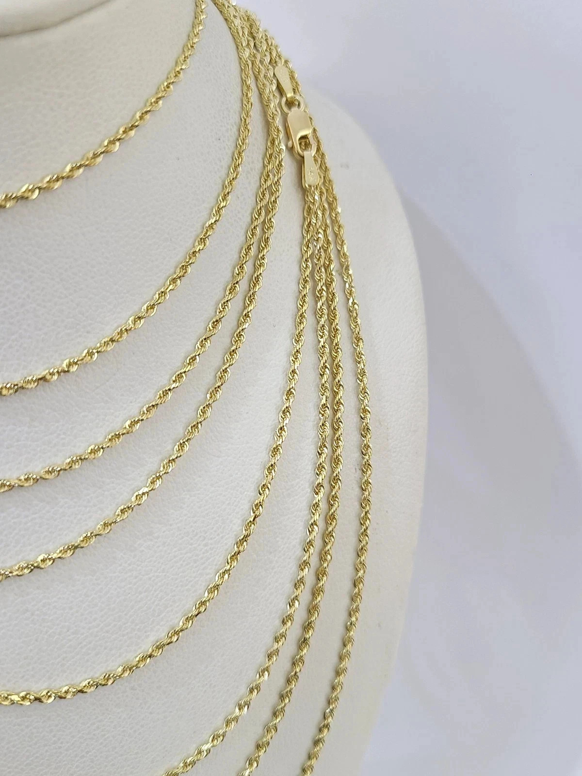 Real 10k Gold Rope Chain 2mm Diamond Cut 16 18” 20 22 24 26 28 Inch Men Women
