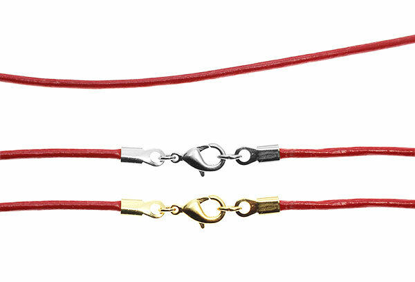 Red Leather Cord Necklace Silver/Gold Clasp 16″ 18″ 20″ 22″ 24″ 26″ 28″ 30″