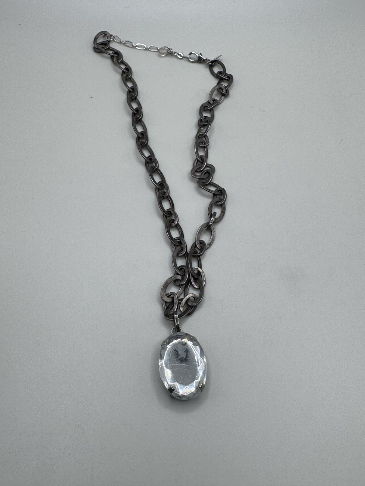Rachel Zoe Necklace Earrings Set Bold Statement Clear Grey Black Chain Signed