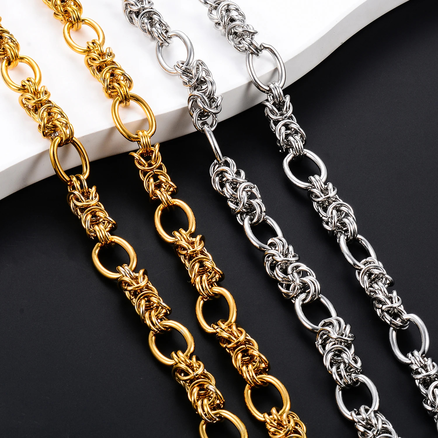 Knot Link Chain Necklace Stainless Steel Bold Thick Statement Women Jewelry