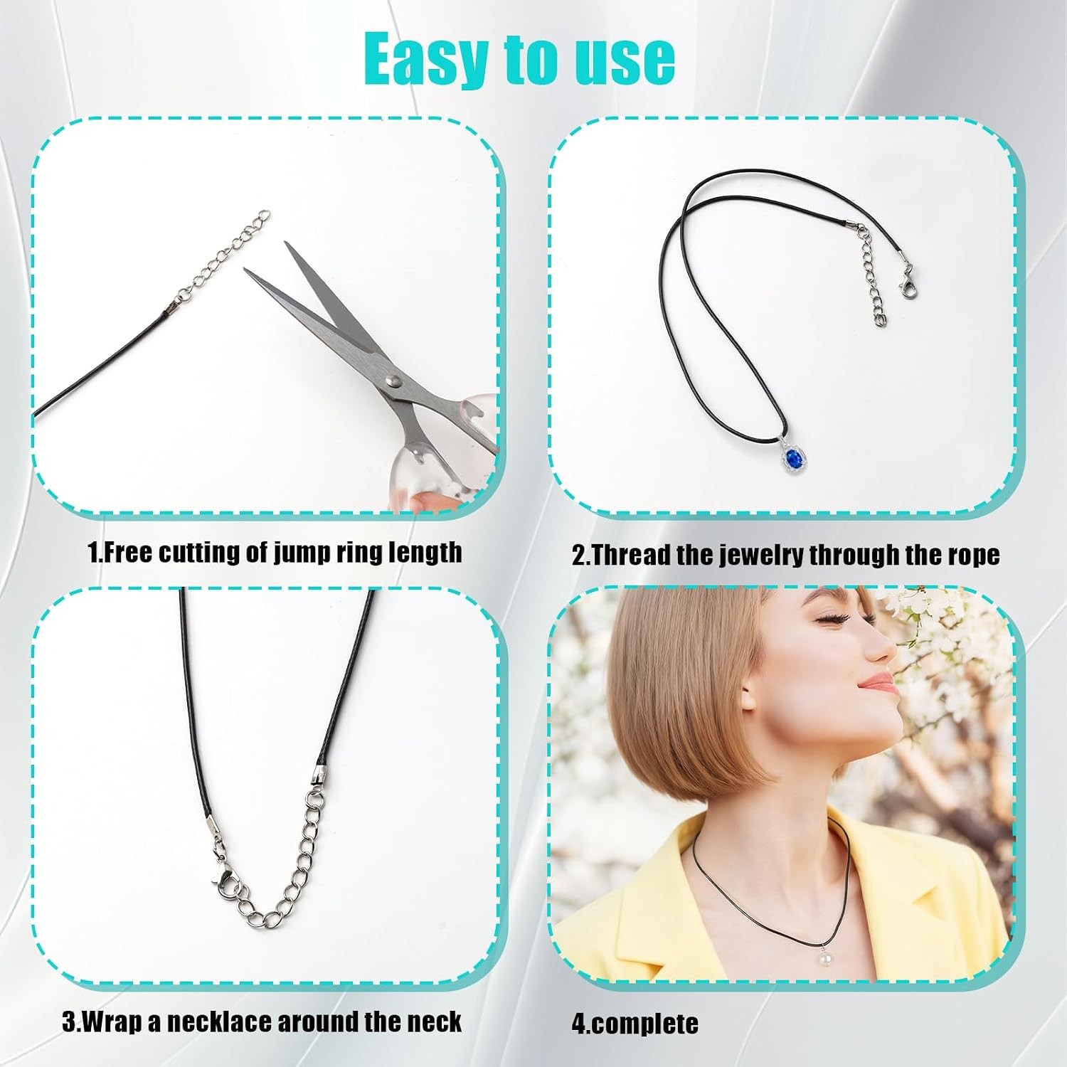 Black Leather Necklace Cord with Clasps, 20Pcs Multicolor Rope Necklace String