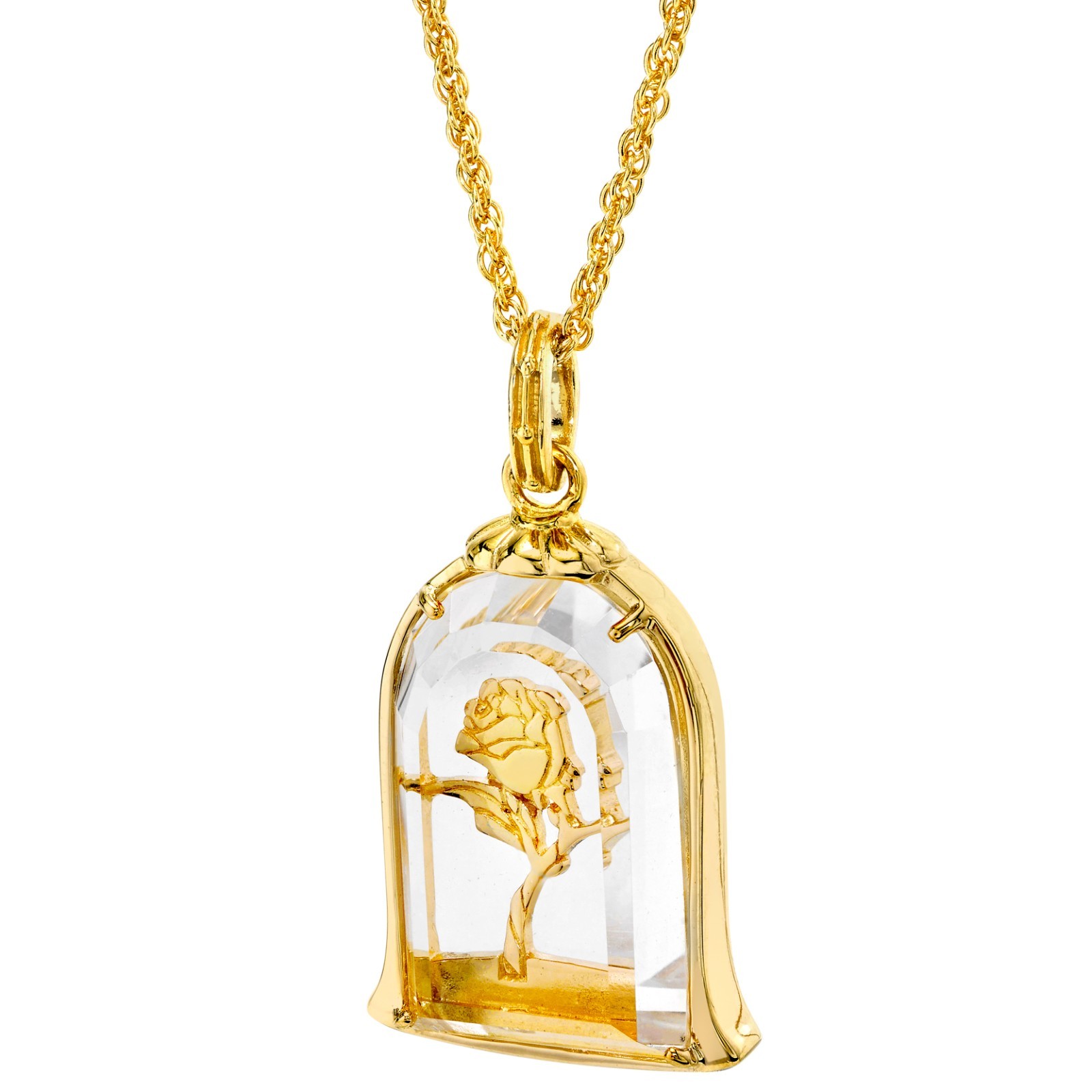 Disney X RockLove Beauty and the Beast Enchanted Rose Intaglio Pendant – Gold