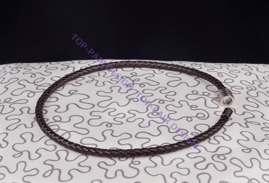 Magnet Stainless Steel Clasp Quality 6mm Leather Cord Braided Choker Necklace