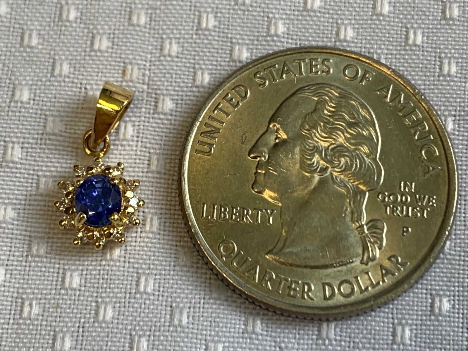 14K Yellow Gold Charm .91g Fine Jewelry Sapphire Color Stone Charm *READ*