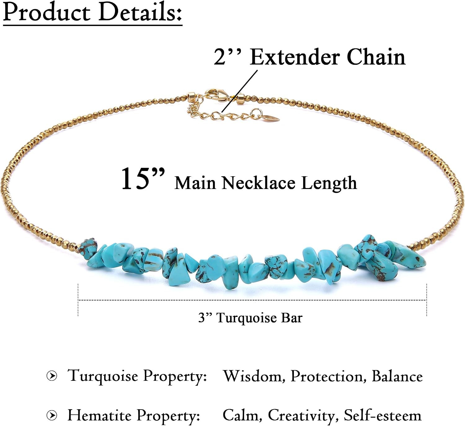 Aobei Pearl Gemstone Beaded Choker Necklace for Women Boho Turquoise/Cultured Fr