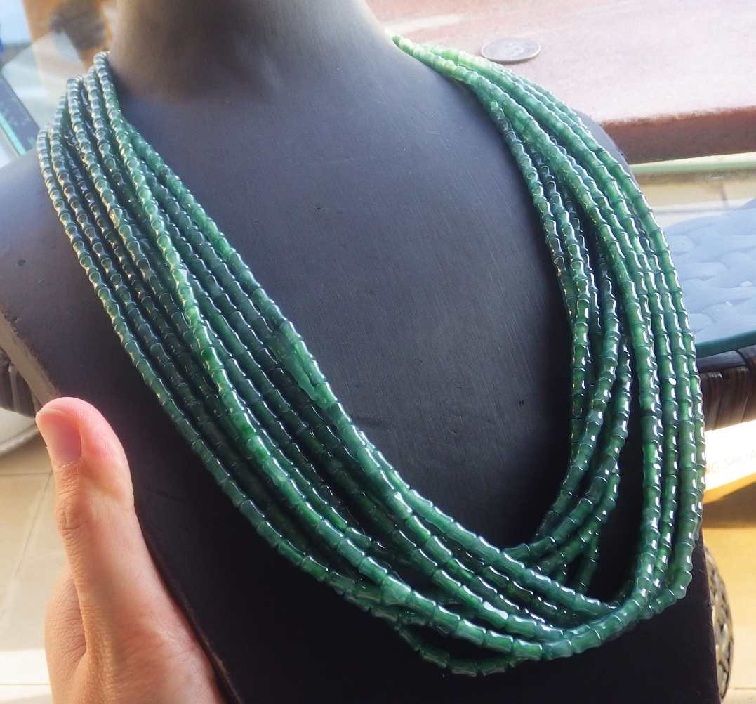1 Pcs Video Certified Natural A Jade Jadeite Bamboo Bead Necklace 项链 122924