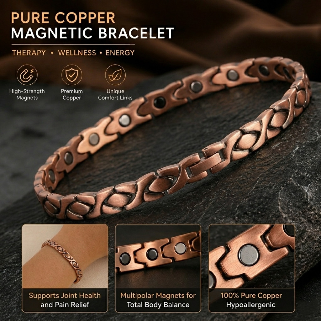 Super Strong Pure Copper Arthritis Therapy Magnetic Bracelet Women Dainty Gift