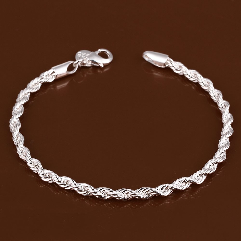 Cutesmile Fashion Jewelry 925 Sterling Silver 4mm Twisted One Size, silver