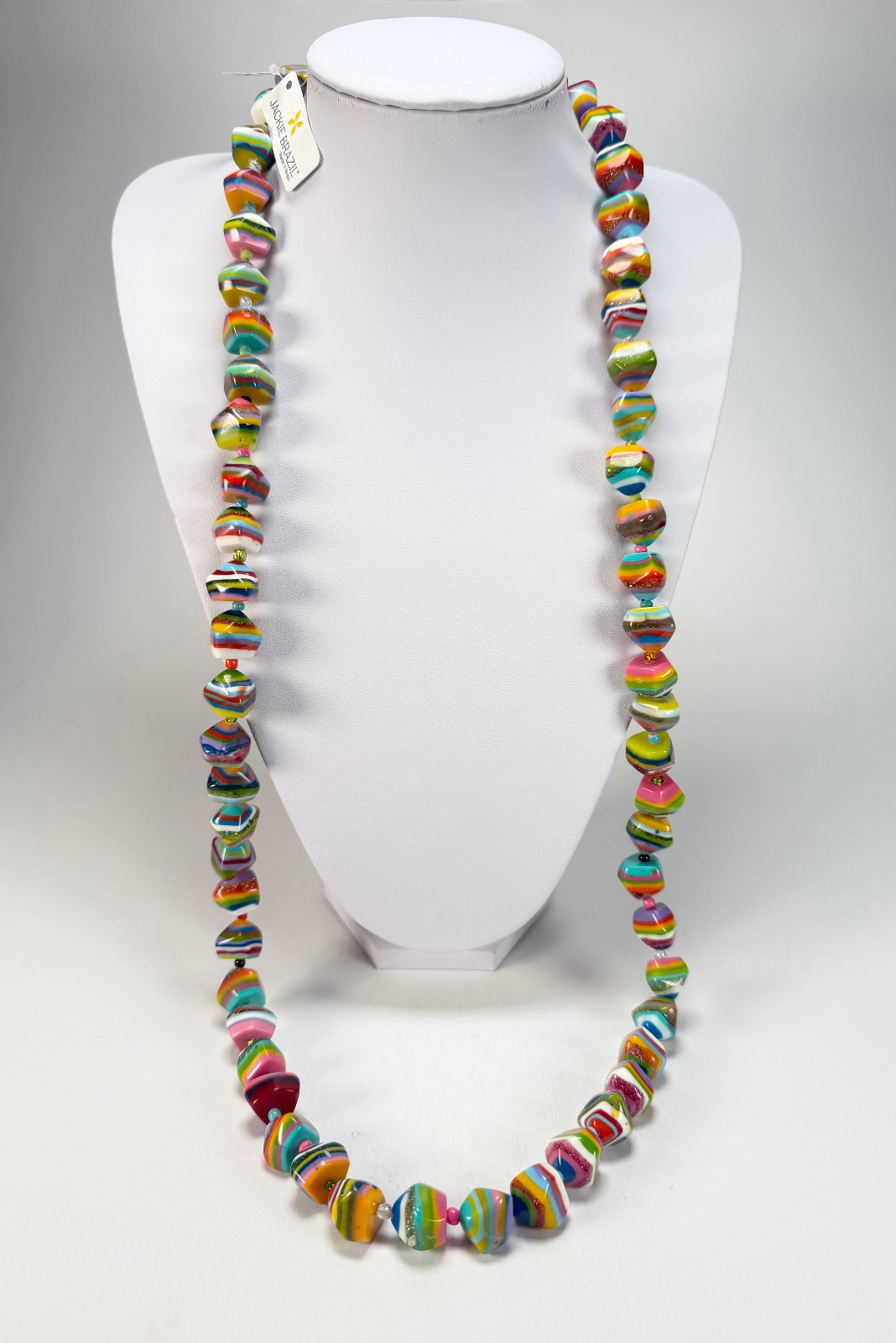Jackie Brazil “Camille Liquorice Stripes x Kandinsky Small Stones 110cm Necklace