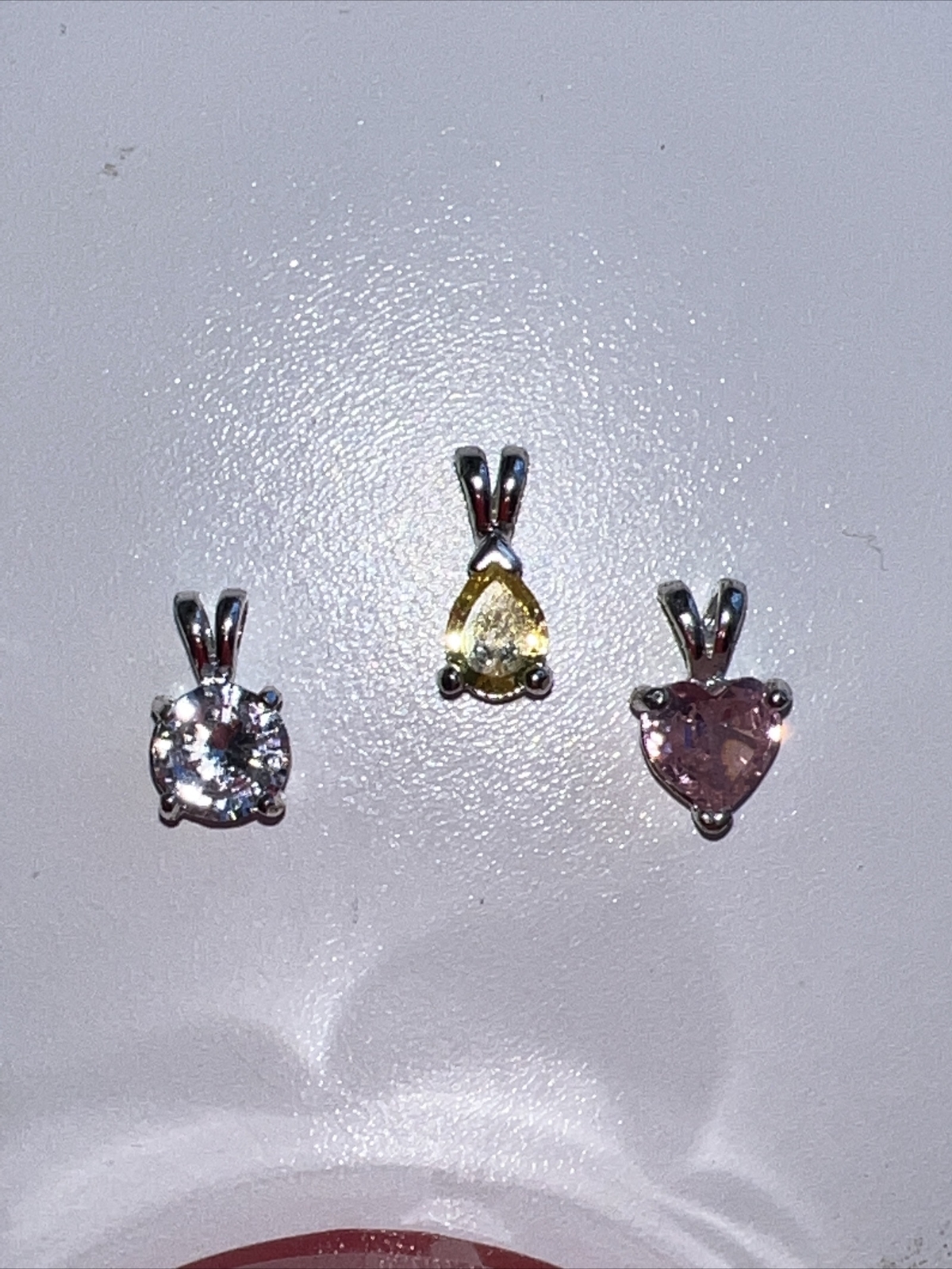 3 Pendent Lot Necklace Bracelet Charm Yellow Pink Colorless Clear