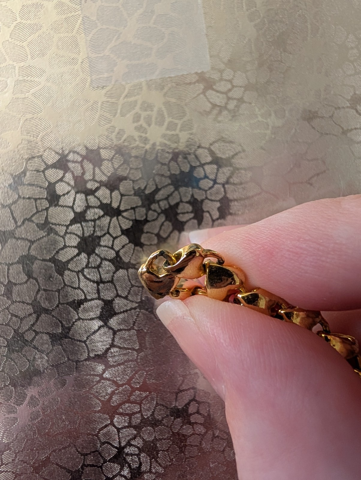 Heart Chain Choker Necklace With Gold Plating- Some Wear Shown In Between Links